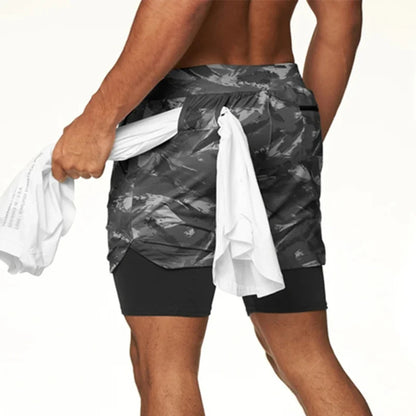 Men’s 2-in-1 Quick-Dry Training Shorts – Double Layer for Sport & Casual Use