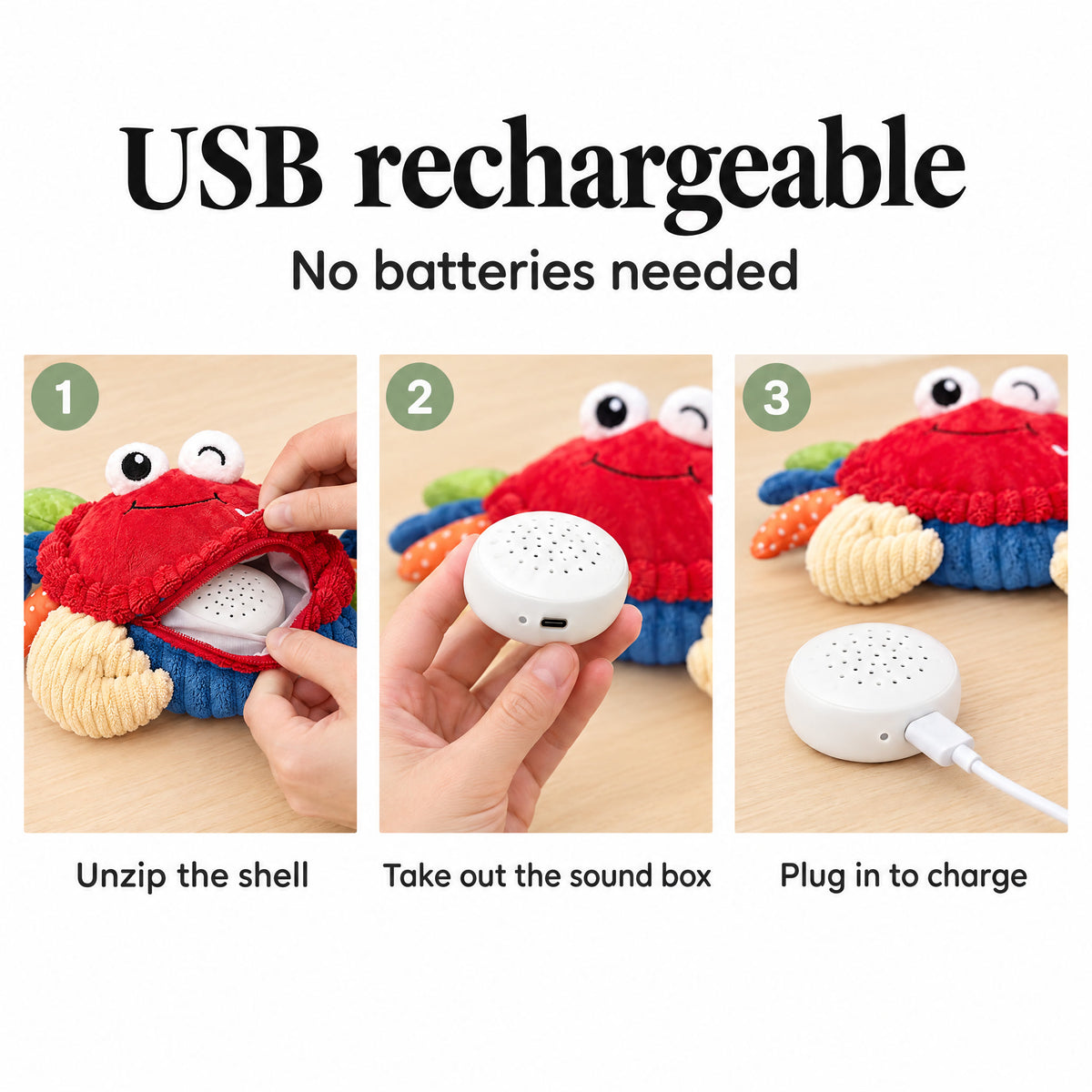 USB rechargeable crawling crab baby toy
