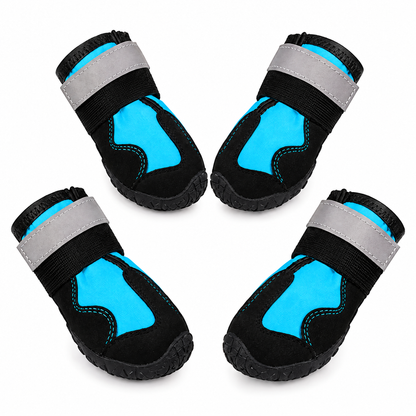 Waterproof dog boots, set of 4, blue