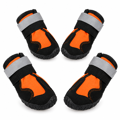 Waterproof dog boots, set of 4, orange