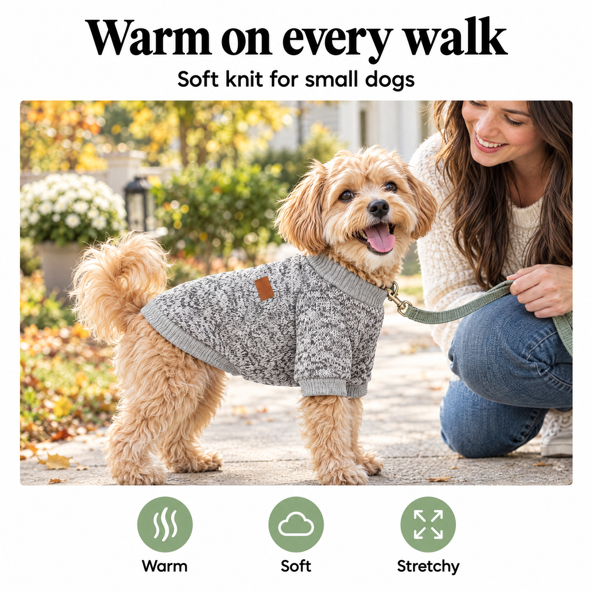 Small dog sweater for warm autumn and winter walks