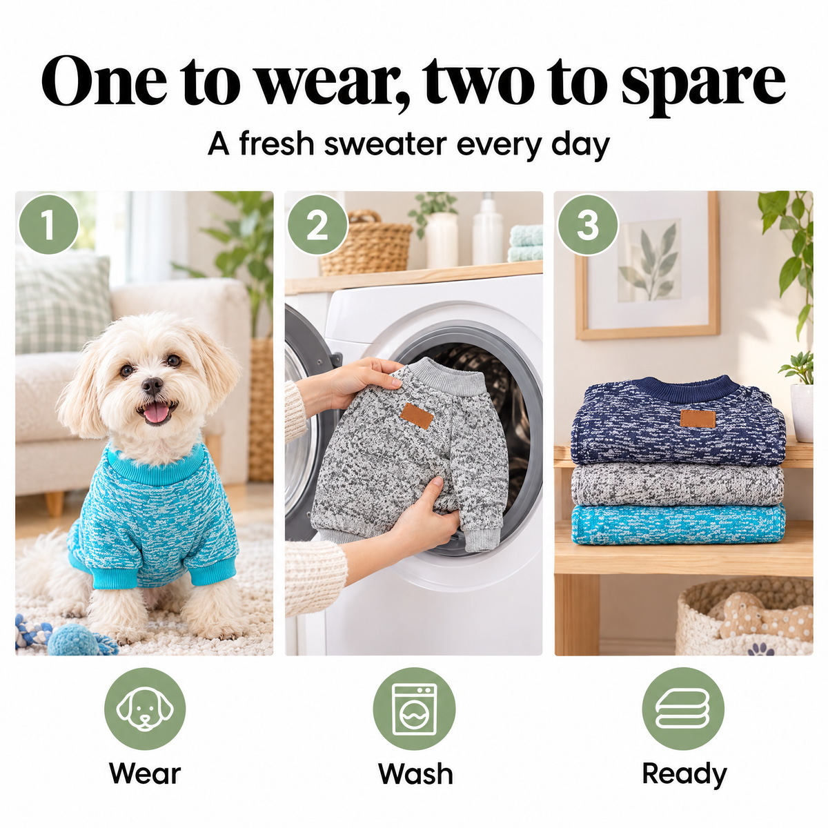 Dog sweater 3-pack: one to wear, two to spare
