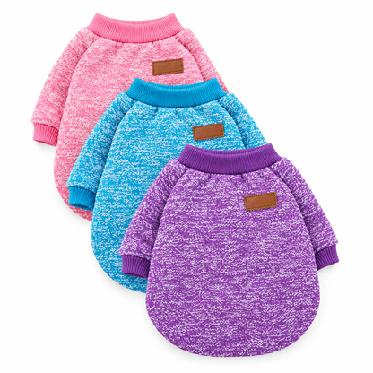Dog sweaters 3-pack, purple, sky blue and pink