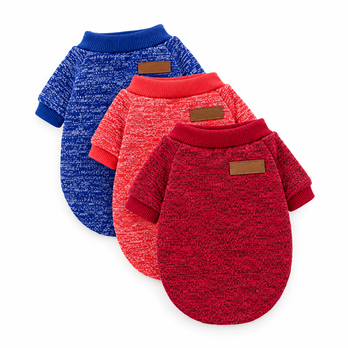 Dog sweaters 3-pack, wine red, red and dark blue