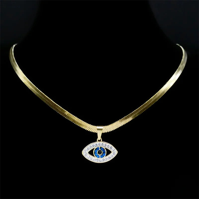 Vintage Crystal Evil Eye Choker Necklaces