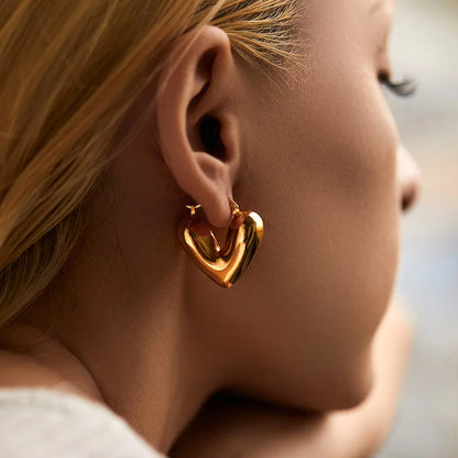 Golden Statement Heart Earrings