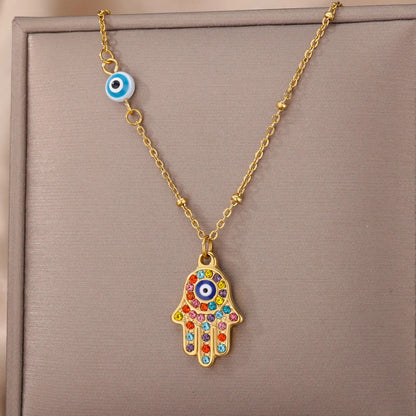 Golden Halo Zircon Evil Eye Necklace