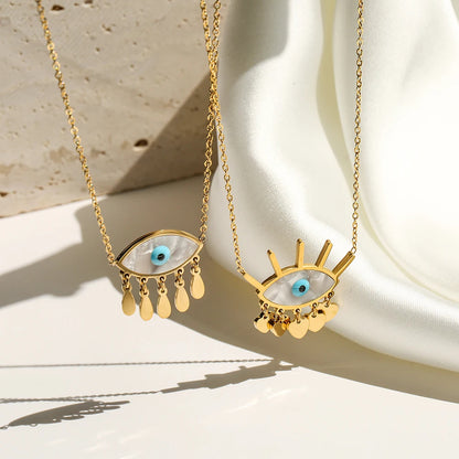 Golden Glow Evil Eye Pendant Necklace