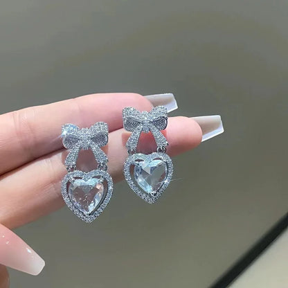 Twinkle Bow Heart Earrings