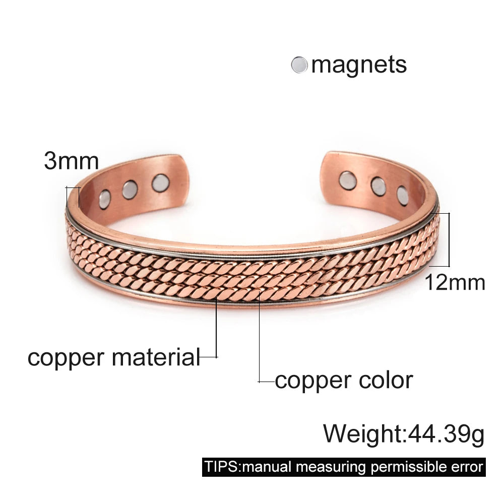 Twisted Pure Copper Bracelets for Men