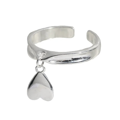 Graceful Silver Pendant Heart Ring