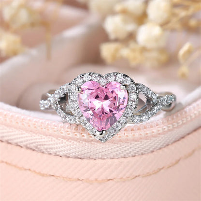 Pink Zircon Embrace Heart Ring