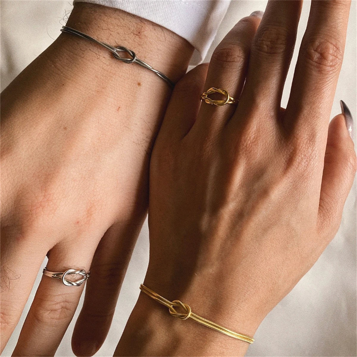 Stainless Steel Golden Knot Couple Bracelets