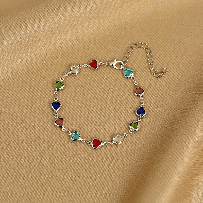 Colorful Crystal Heart Bracelet