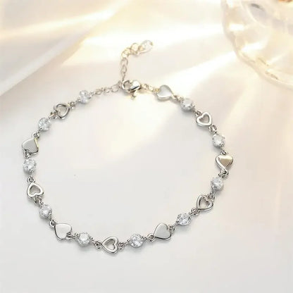 Retro 925 Sterling Silver Heart Bracelet