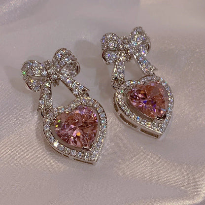 Twinkle Bow Heart Earrings