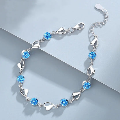 Retro 925 Sterling Silver Heart Bracelet