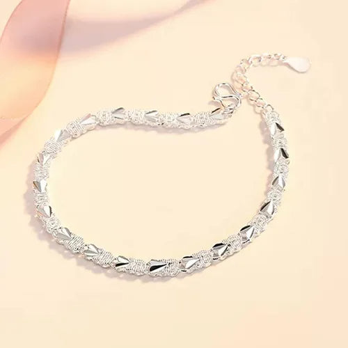 Retro 925 Sterling Silver Heart Bracelet