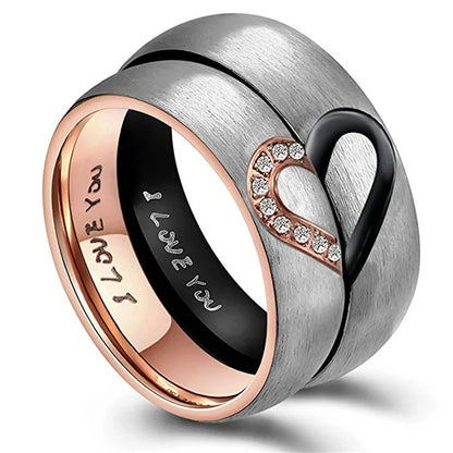 Stainless Steel Couple Heart Rings