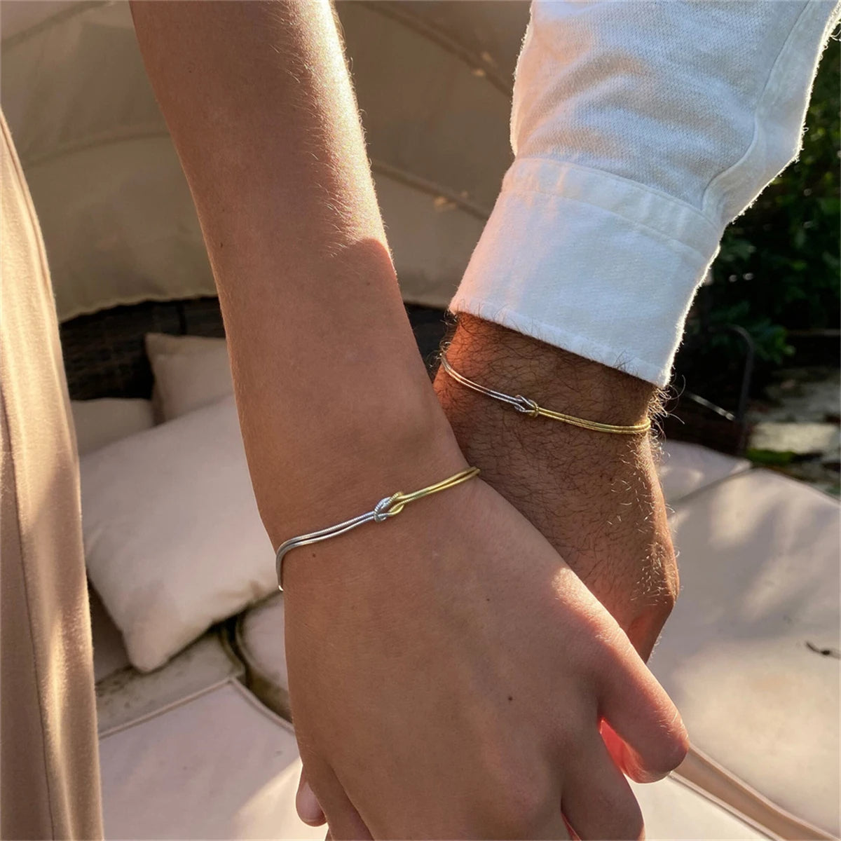 Stainless Steel Golden Knot Couple Bracelets