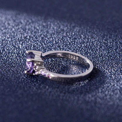 925 Silver Royal Violet Heart Ring