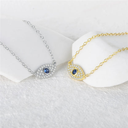 925 Silver Evil Eye Diamond Necklace