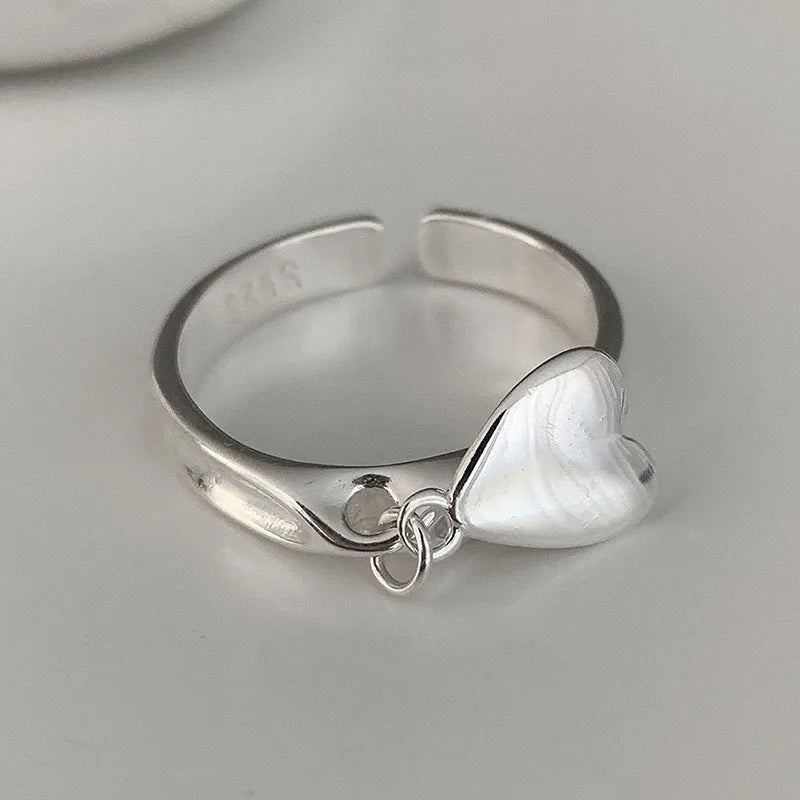 Graceful Silver Pendant Heart Ring