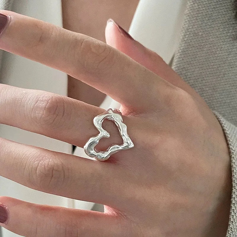 Minimalist Handmade Couple Heart Ring