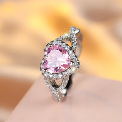 Pink Zircon Embrace Heart Ring