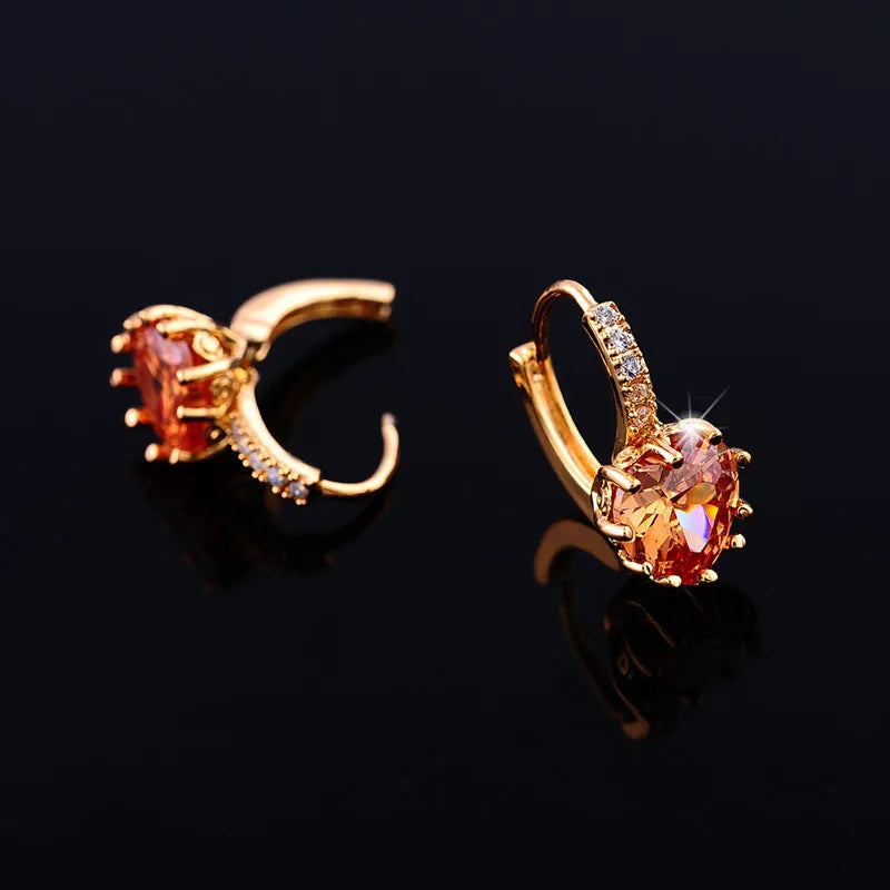 Golden Amber Heart Earrings