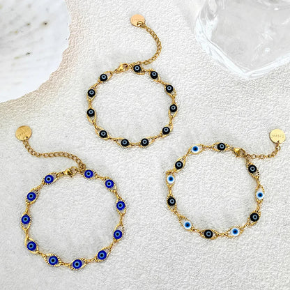 Turkish Evil Eye Gold Chain Bracelet