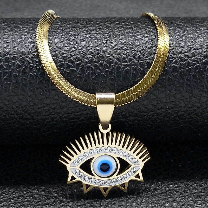 Vintage Crystal Evil Eye Choker Necklaces