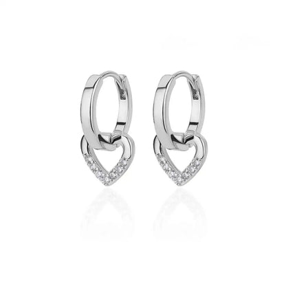 Golden Spark Zircon Heart Earrings