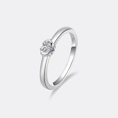 Classic Spark Heart Solitaire Ring