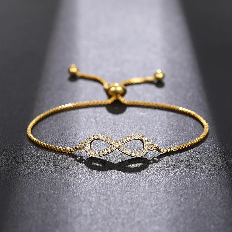 Golden Dazzle Infinity Adjustable Bracelet