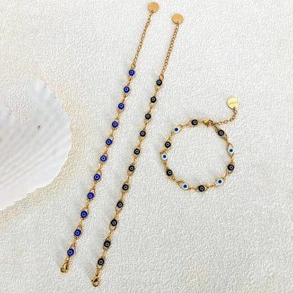 Turkish Evil Eye Gold Chain Bracelet