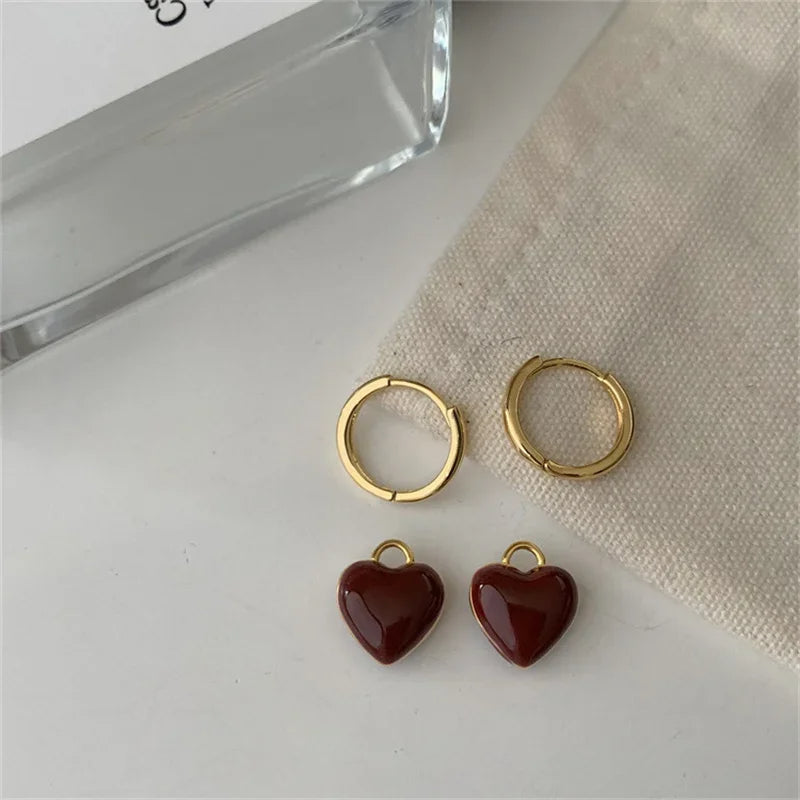 Rosé Drop Heart Earrings