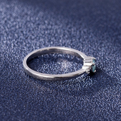 925 Silver Crystal Blue Heart Ring