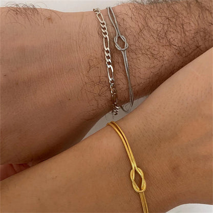 Stainless Steel Golden Knot Couple Bracelets