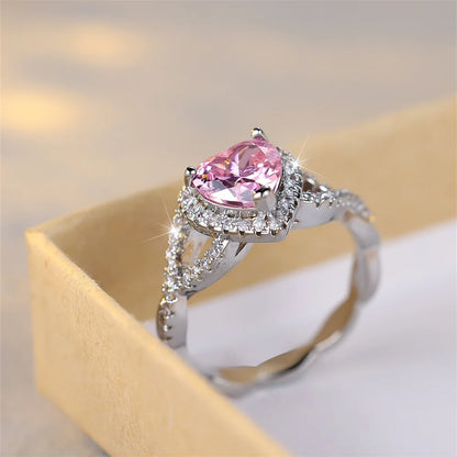 Pink Zircon Embrace Heart Ring