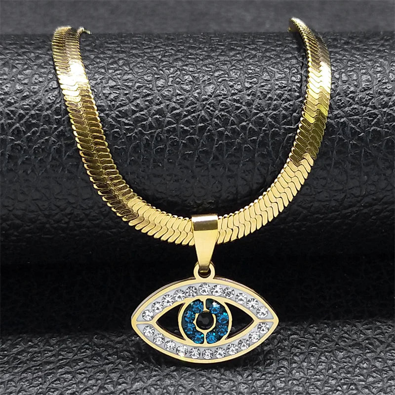 Vintage Crystal Evil Eye Choker Necklaces