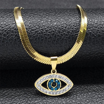 Vintage Crystal Evil Eye Choker Necklaces