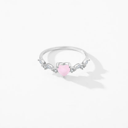 Sterling Silver Pink Crystal Heart Rings