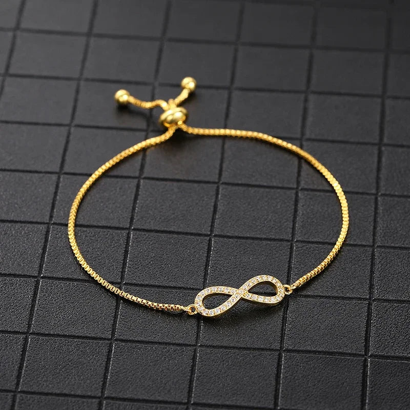 Golden Dazzle Infinity Adjustable Bracelet