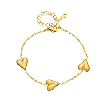 Golden Vintage Stainless Steel Heart Bracelet