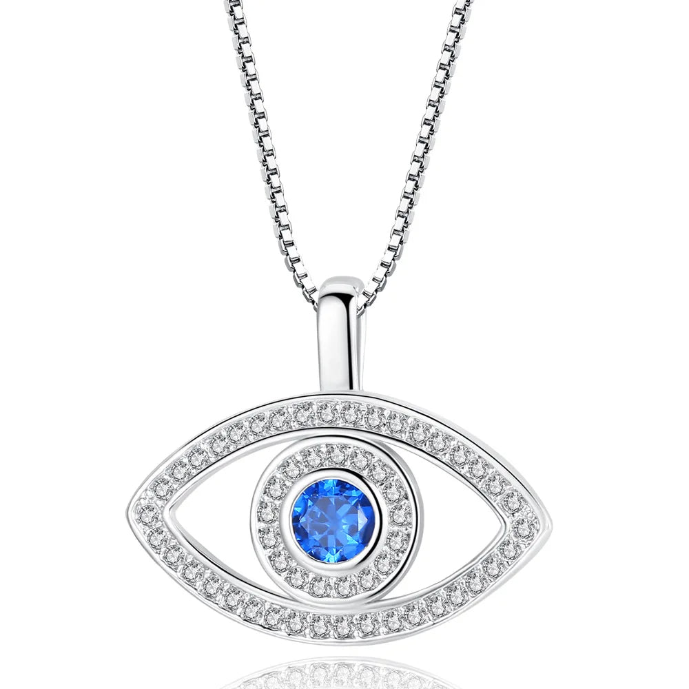 Blue Rhinestone Evil Eye Necklace