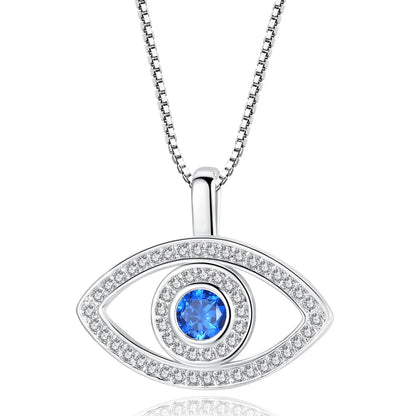 Blue Rhinestone Evil Eye Necklace