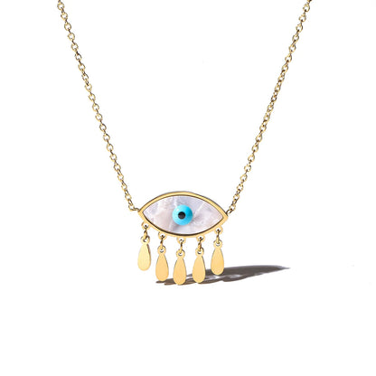 Golden Glow Evil Eye Pendant Necklace