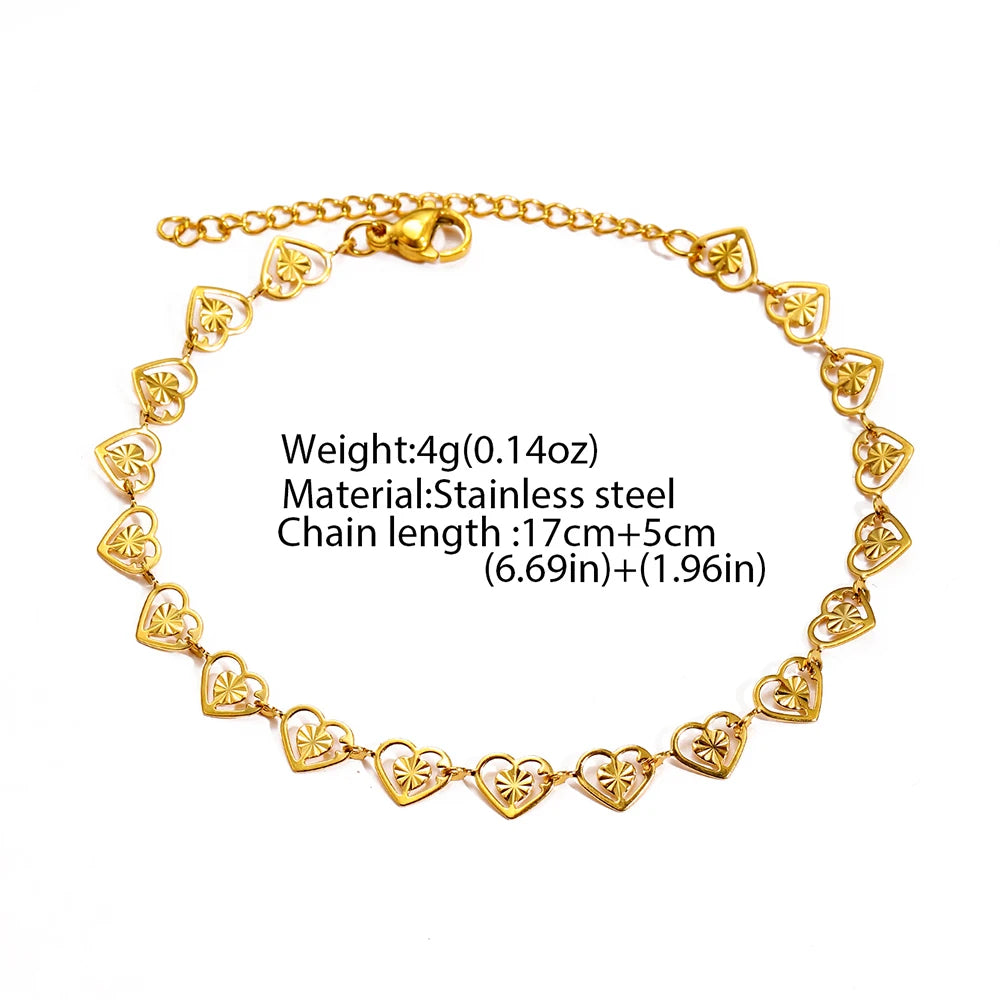 Stainless Steel Golden Skeleton Heart Bracelet