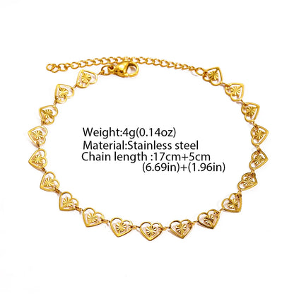 Stainless Steel Golden Skeleton Heart Bracelet